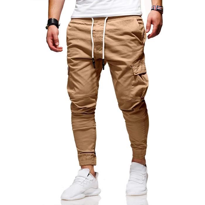 Pantalon Homme Pantalon Jogging Leger Confortable Respirant Pantalon Decontracte avec Cordon de Serrage et Poches Kaki Cdiscount Pret a Porter