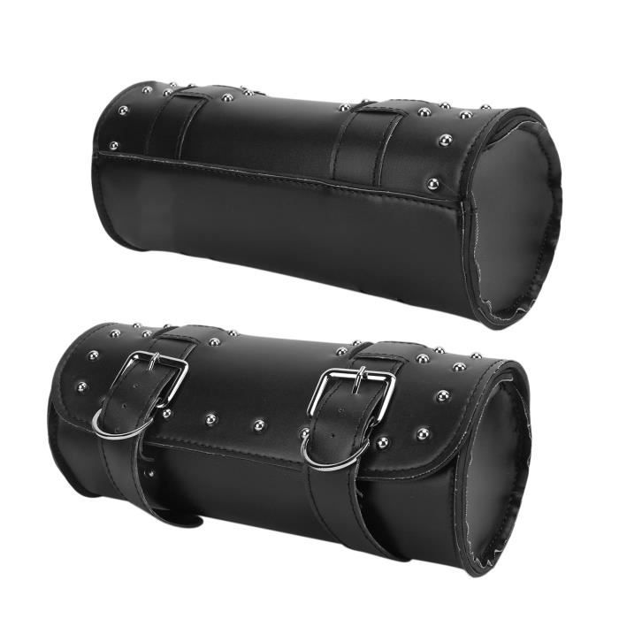 Sac Latéral Moto Shkalacar Noir 34L - Sacoche Étanche Simili Cuir 1680D Pour Casque Et Outils, Lot De 2 Pièces