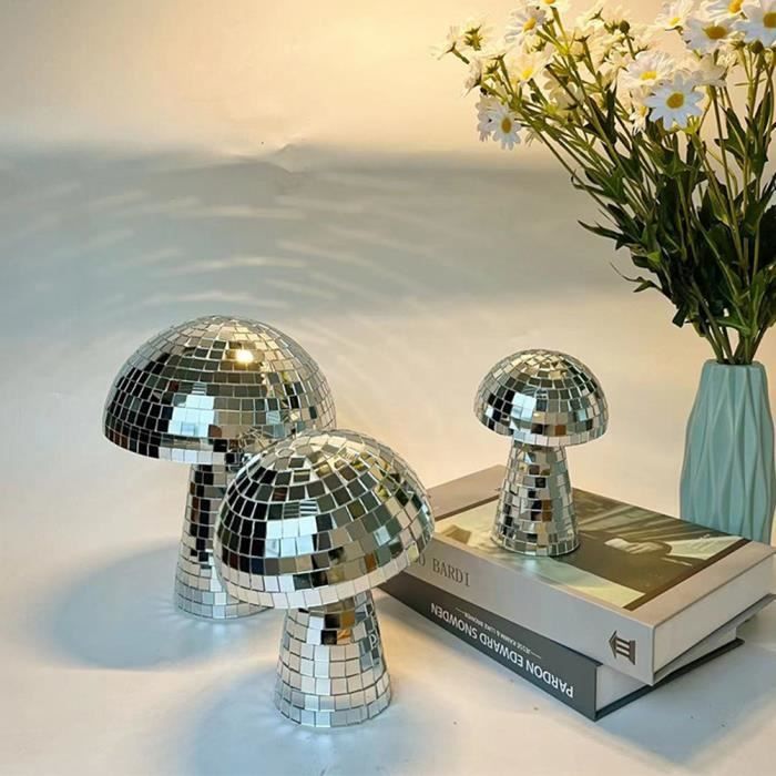Boule Disco Champignon Miroir, Sculpture De Table En Forme De