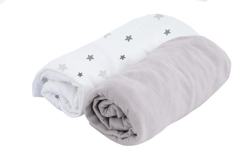 DOUX NID Lot de 2 Draps Housse Blanc pois/Perle 70x140 cm