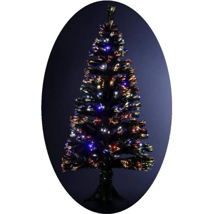 Sapin de Noël Artificiel Lumineux avec Fibre Optique + 170 Lampes LED - Jeux de lumière avec 
