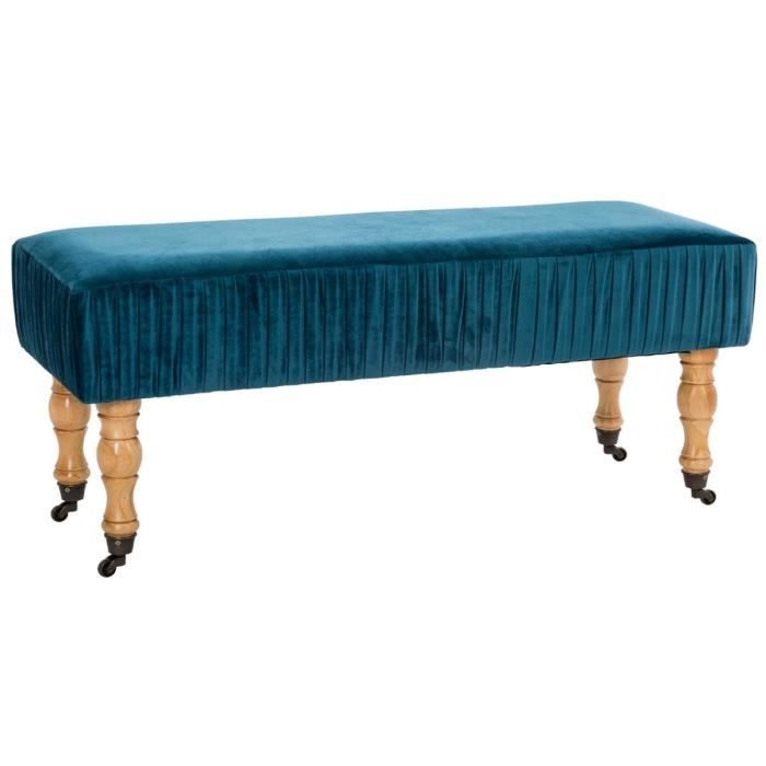 banquette bleu canard en velours l 105 x l 38 x h 45 cm achat vente banquette cdiscount