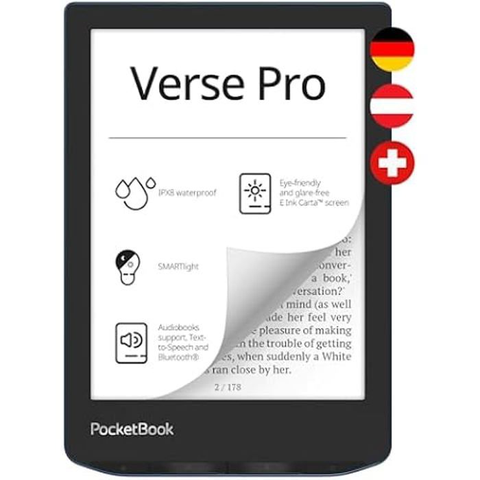 Lecteur de livres électroniques - POCKETBOOK - Verse Pro - Couleur: Bleu - Écran: 7 - Version: Azure DACH