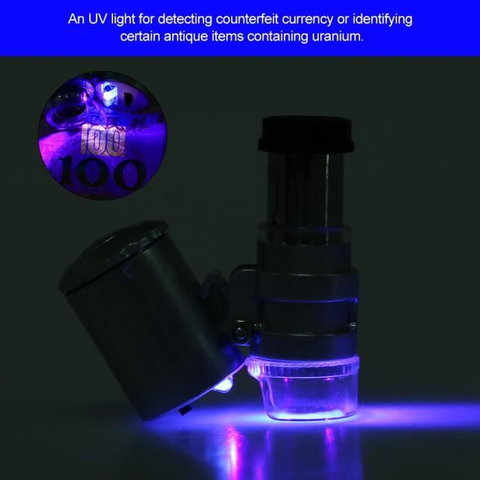 Microscope De Poche 60x Avec LED - Loupe Miniature Pour Bijoux, Monnaie, Inspection - Alimenté Par Piles