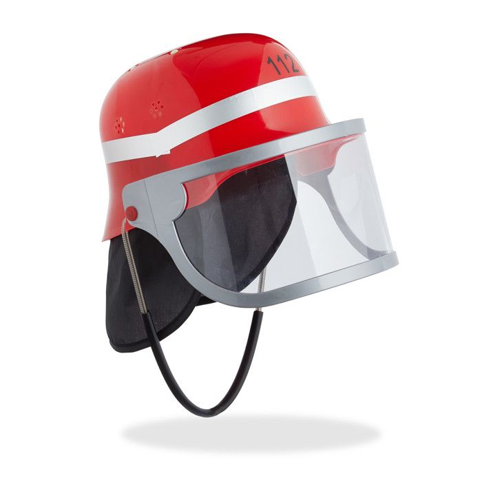 Casque Pompier Enfant - Lot De 2 Avec Visière & Protection Nuque - Réglable 45-55cm - Déguisement Jeu