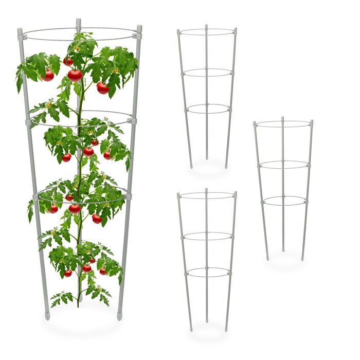 Relaxdays Lot De 4 Tuteurs à Plantes En Métal - Design Cœur Romantique Noir