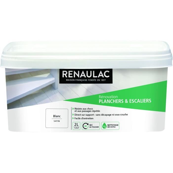 Renaulac Peinture Renovation Plancher Escalier Blanc Satin 2l 24m Pot Achat Vente Peinture Vernis Renaulac Peinture Renovation P Cdiscount