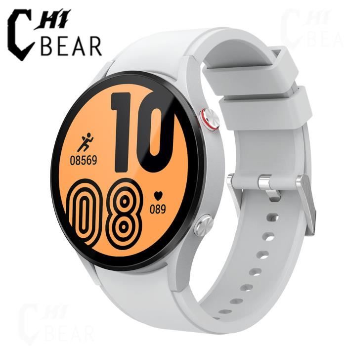RUMOCOVO Montre connect e pour Samsung Galaxy Watch 4 pour hommes et femmes tanch it IP68 appels SILVER SILICONE BAND