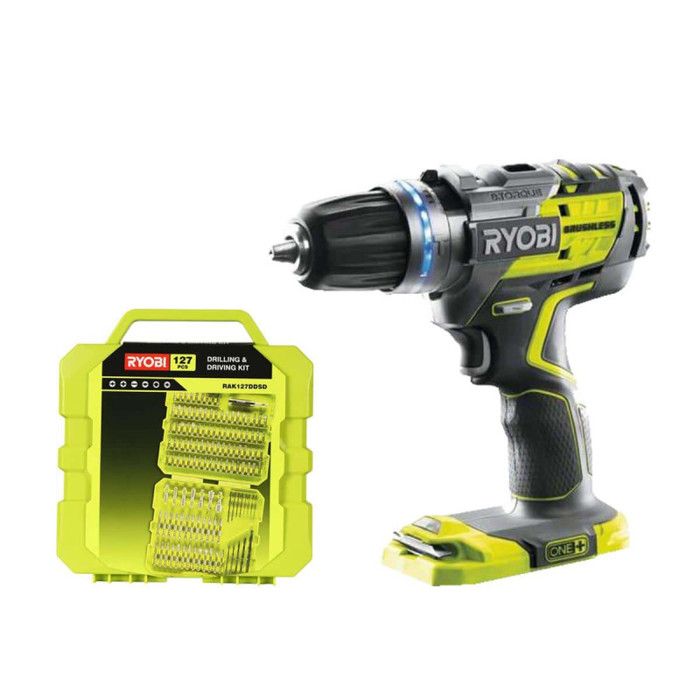 Pack RYOBI Perceuse visseuse à percussion Brushless 18V One+ R18PDBL 0 coffret 127 accessoires de vissage perçage RAK127DDSD - vue 2