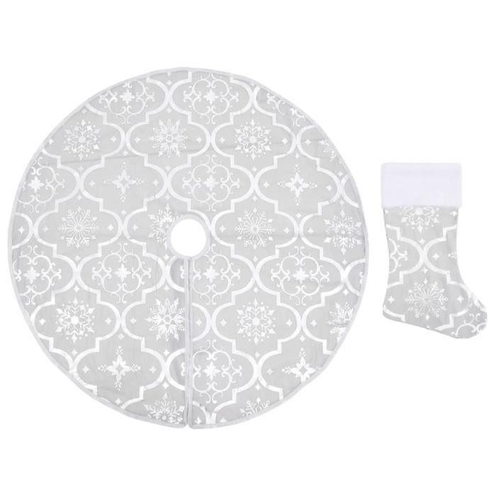 Jupe De Sapin Noël Dreamhigh 122cm | Blanc Peluche, Velcro | Décoration Arbre Noël Neige