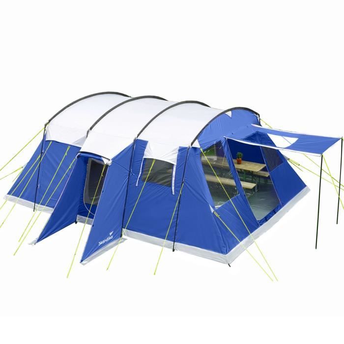 Skandika Milano 6 Sleeper Protect - Tente Tunnel 6 Personnes - Tapis de Sol Cousu - Cabines de Couchage Sombres - 580 x410 cm