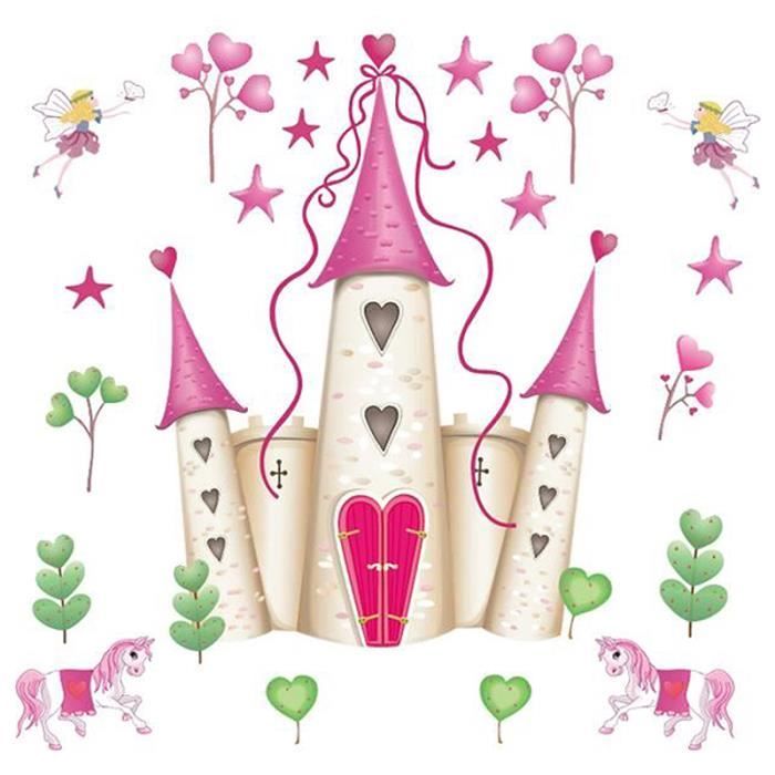 Cartoon Chateau De Princesse Stickers Muraux Amovibles Decoration Chambre D Enfant Cdiscount Maison