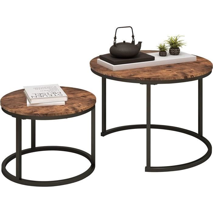 GIANTEX Tables Basses Gigognes 2 Pièces, Table Basse Salon GIANTEX Tables Basses Gigognes 2 Pièces, Table Basse Salon