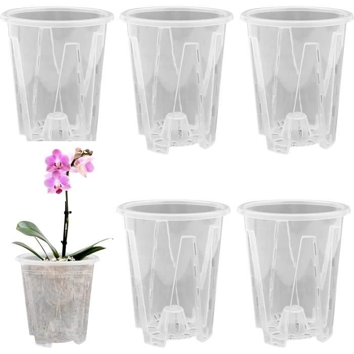 Vasi Per Orchidee Trasparenti (5 Pezzi) Con Fori Di Drenaggio - Vasetti In Plastica Per Phalaenopsis, Ideali Per La Crescita E Il Rinvaso (Diametro 12 Cm) - 4