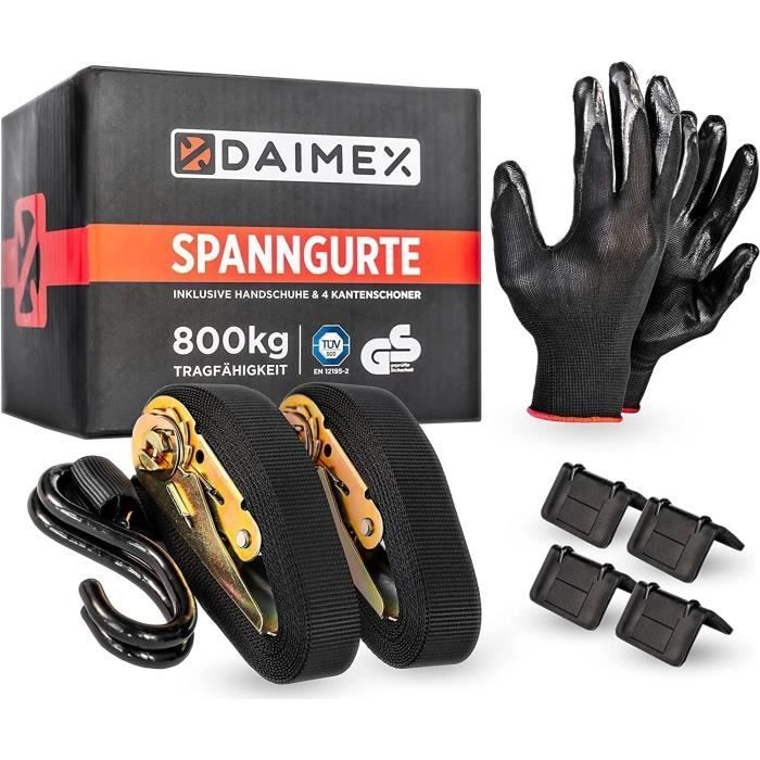 Lot De 2 Sangles D'arrimage à Cliquet 25mm X 5m - Charge 500 Kg - TÜV/GS - Pour Moto, Déménagement, Fret