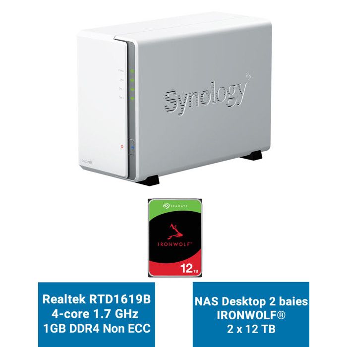 Servidor NAS Synology DiskStation DS223J De 2 Bahías SATA, Hasta 32TB No Incluye Discos Duros Color Blanco 485886