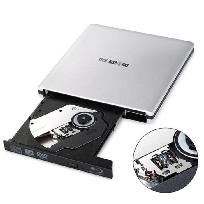 Acheter Lecteur DVD externe USB 3.0 câble Portable CD DVD RW lecteur  graveur lecteur optique Compatible pour ordinateur Portable de bureau IMac