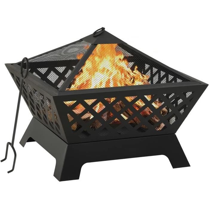 Chauffage De Terrasse Foyer Jardin Harbour Housewares 60cm | Fonte | Trépied Stable | Pour Bois/Charbon | Gris Brasero Exterieur Barbecue