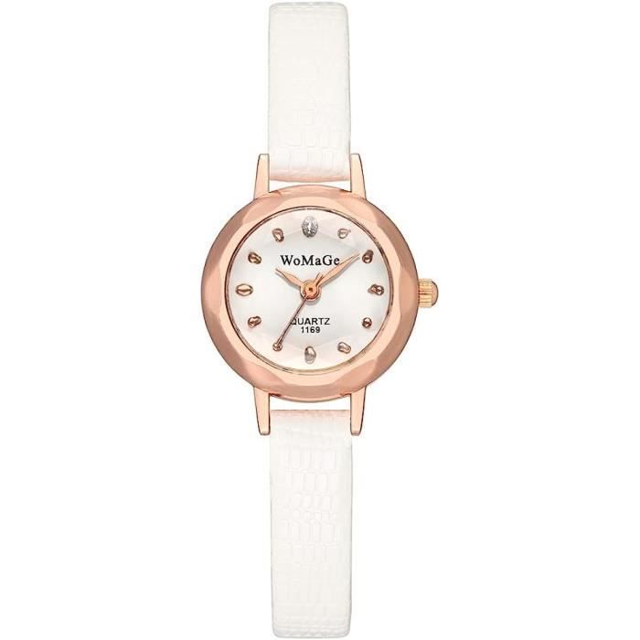Petite Montre Femme Bracelet Cuir Blanc u1726 Achat vente