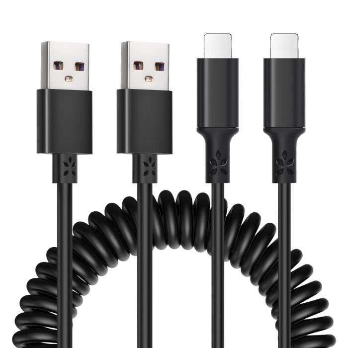 Câble En Spirale Rétractable 3 Conducteurs - 20 AWG / 0,5 Mm² - Longueur étirée 2 Mètres