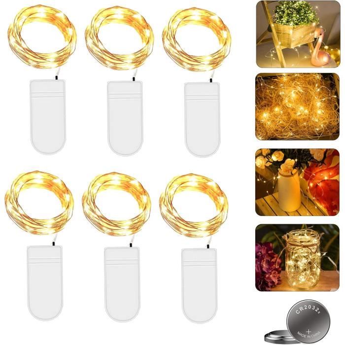 Guirlande Lumineuse à Piles - 9 Fils De 1 M Avec 10 LEDs - Fil Argenté, étanche, Pour Déco Intérieure Et Extérieure