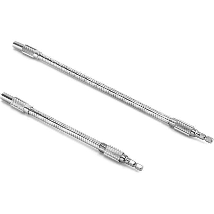 Kit 4 Rallonges Flexibles Pour Perceuse - Tiges Extensible 20cm Et 30cm - Acier Carbone