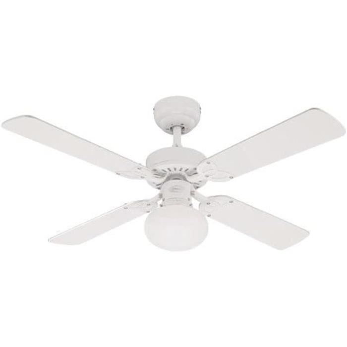 Ventilateur Plafond Westinghouse Oasis 132 Cm – Blanc Mat, Pales Feuilles, Intérieur/extérieur