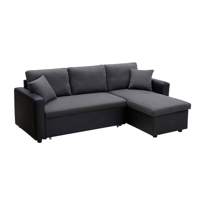Canapé dangle convertible et réversible en tissu anthracite et noir GAZUR II