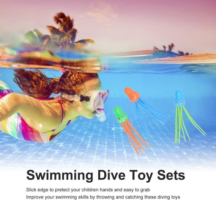 Bavooty Jouets Plongée Piscine Enfant – 4 Dauphins + 3 Algues + Anneaux – Jeux D’Été Sous L’Eau