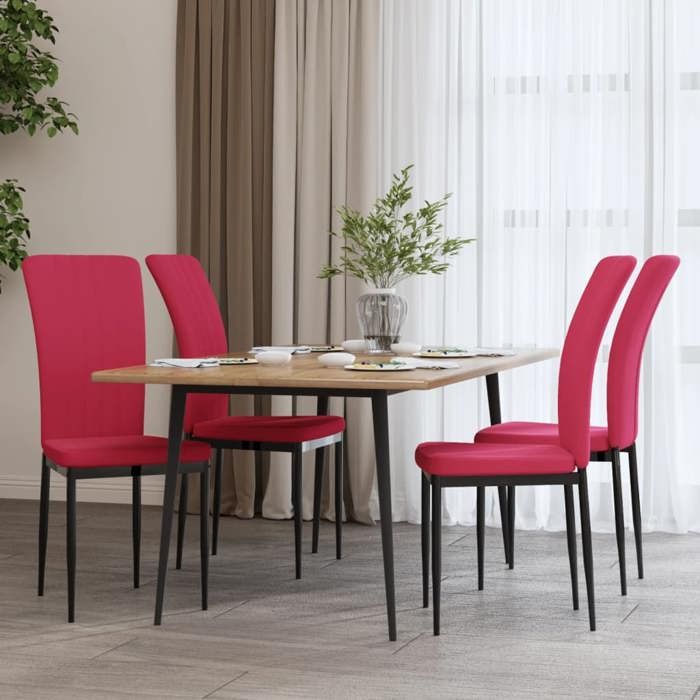 vidaXL Chaises à manger lot de 4 Rouge bordeaux Velours siège de salle à manger chaise de salon chaise dappoint chaise 326109