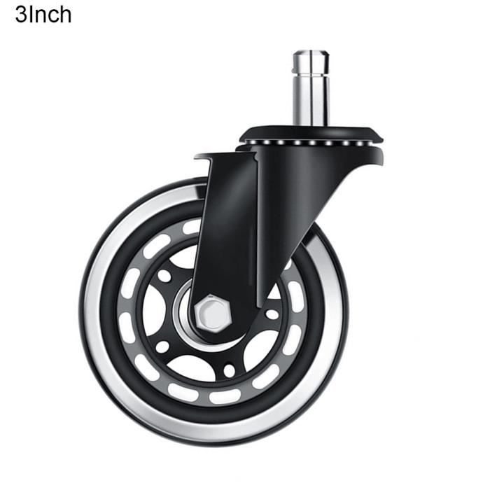 Lot De 4 Roulettes Pivotantes Silencieuses Avec Frein – Roues De Rechange 50 Mm Pour Chaise De Bureau, Fauteuil Et Mobilier – Noires, Sans Rayures, Vis M8