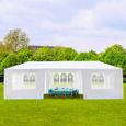 Tonnelle de jardin 3*9m 7 pièces, tente pour fête, mariage, réception, camping ,étanche, transportable blanc-1