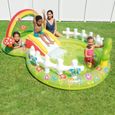 Aire de jeux gonflable pour bébé Mon Jardin - INTEX - toboggan, champignons, balles et papillons gonflables-1