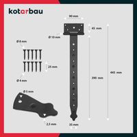 3 Paires De Charnières En T Noires 400mm – Acier, Onestopdiy – Lot Neuf