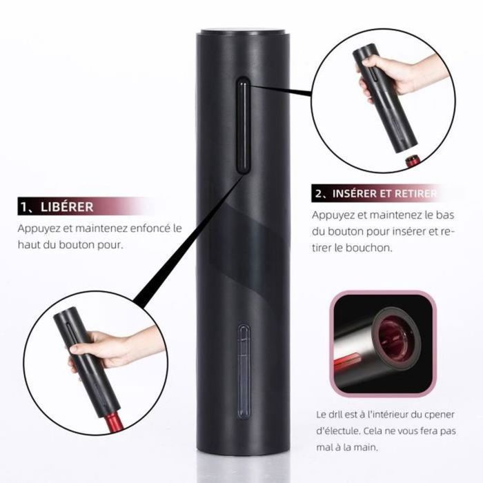 réservoir cigarette électronique Tire-Bouchon Électrique HONO - Chargement USB Type-C - Avec Coupe-Capsule,  Verseur, Bouchon, Base - Ouverture Rapide en 8s