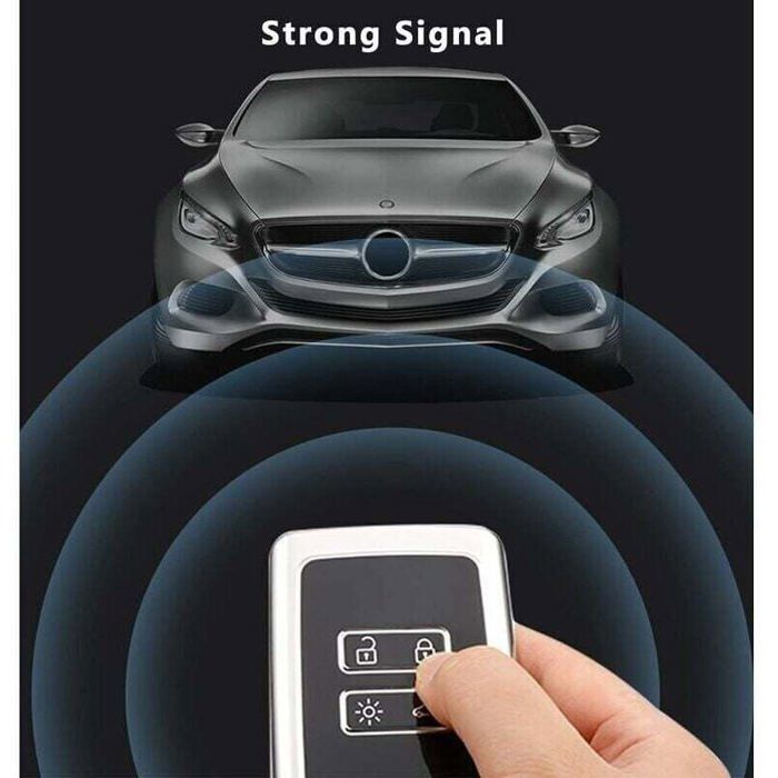 Coque Protection Clé Voiture Renault Argent Noir - Compatible Clio, Megane, Captur, Scenic, Kadjar Et Plus