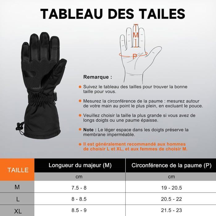 Gants Chauffants,5V 6000mAh Électrique Rechargeable Gant Chauffant pour