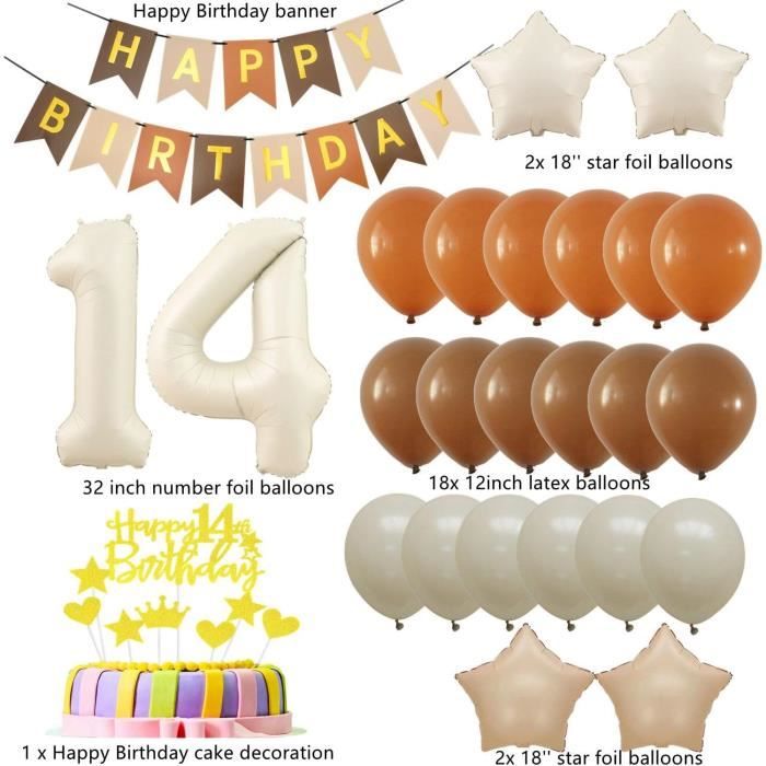 Set Decorazioni Compleanno 14 Anni Ragazzo - Tema Blu Con Palloncini E Ghirlanda Happy Birdhay - 4