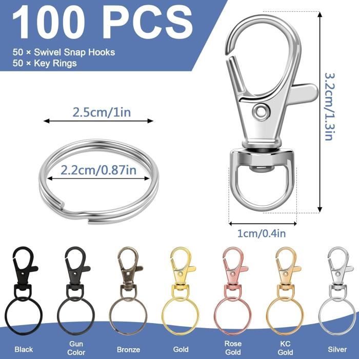 Double Mousqueton Rotatif à 360° En POM – Solide, Antirouille, Résistant à L'usure, Pour Clés, Laisse, Sac à Dos, Accessoires Multiples, Taille 7x3 Cm