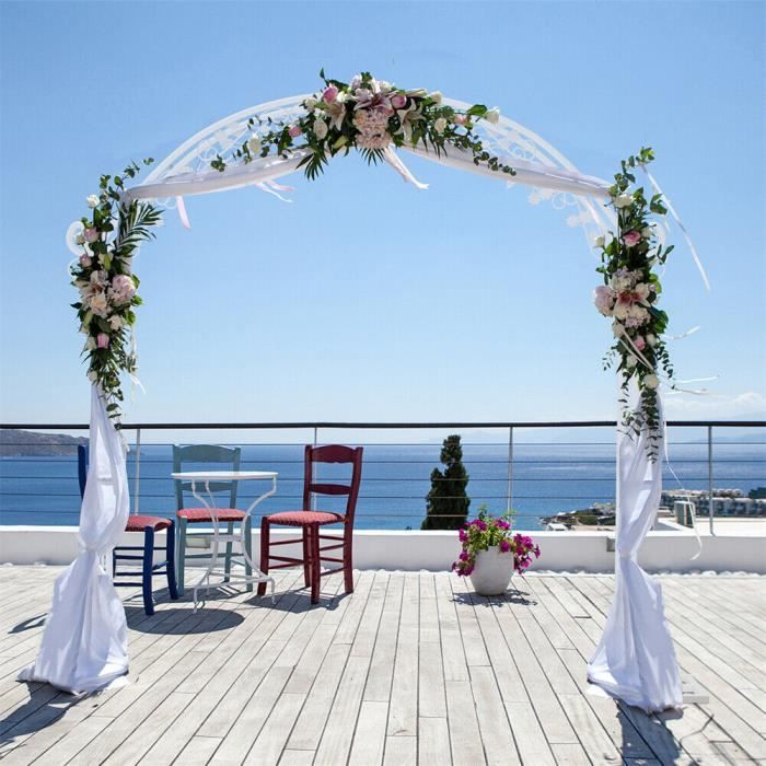 Lot 2 Arches De Mariage Métal Blanc – Arche Incurvée 190 Cm & 210 Cm, Support Décoration Mariage, Anniversaire, Fête