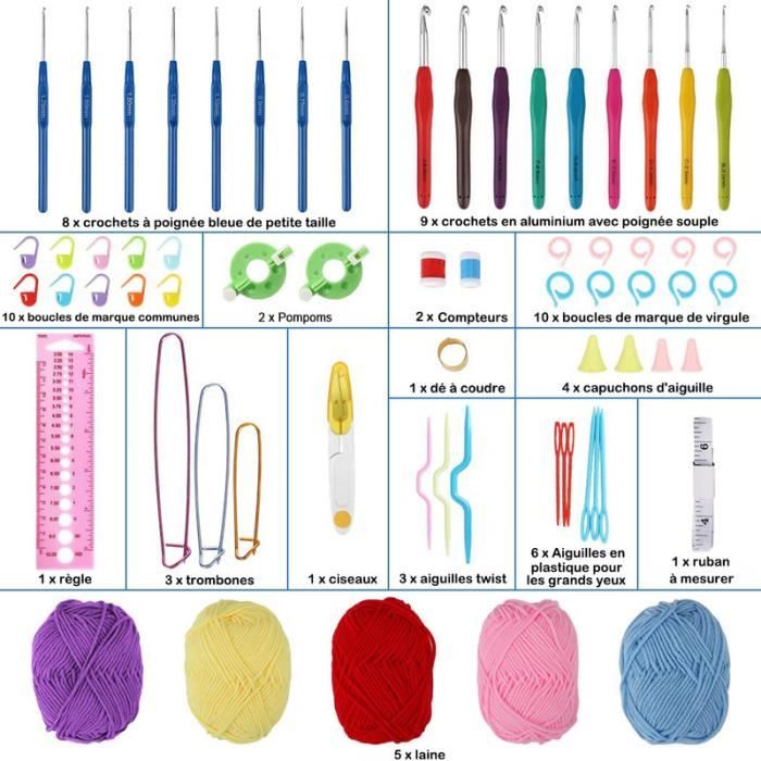 Crochet à poignée ergonomique, 12 couleurs, aiguilles à tricoter pour fil  crocheté, facile à utiliser et bien connecté, outils de crochetage pour