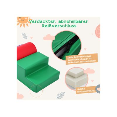 DREAMADE 6 PCS Module Motricité Bébé, Blocs de Construction en Mousse pour Enfant avec Housse en Cuir Étanche et Fermetures Auto-agrippantes, Parcours de Motricité Bébé pour 1 Ans (Violet-Bleu