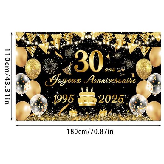 HCRXVV Cheers À 30 Ans Guirlande Pailletée 30e Anniversaire - Plaque Dorée 30 Pour Mariage, Fête, Décoration - Cadeau Homme Femme