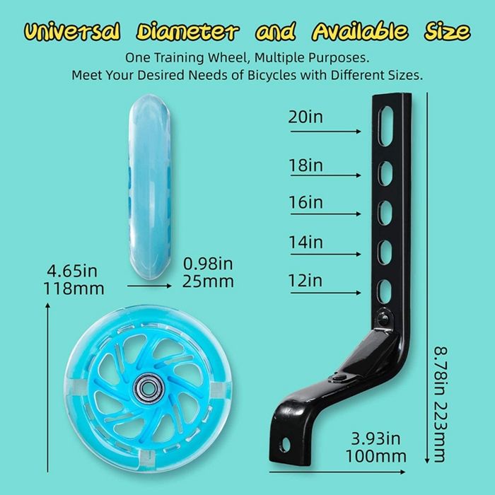 Roues Stabilisatrices Pour Vélo Enfant - Paire Avec Roues Clignotantes - Tailles 12 à 20 Pouces