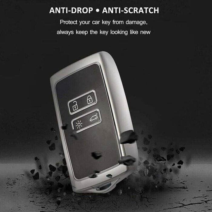 Argent Noir Coque de Clé Voiture pour Renault Voiture Clé à Télécommande étui TPU Coque Argent Noir Coque de Clé Voiture pour Renault Voiture Clé à Télécommande étui TPU Coque