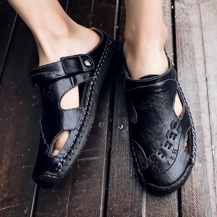Sandales Homme Été Cuir Respirant Bout Fermé – Marche Confortable & Antidérapantes – TanDao Style Casual Élégant