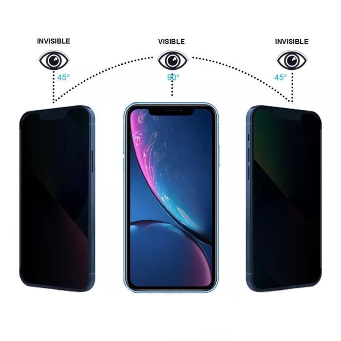 2 x Verre trempé 3D Vitre Protection écran Privé Private Anti espion Pour  Iphone XR
