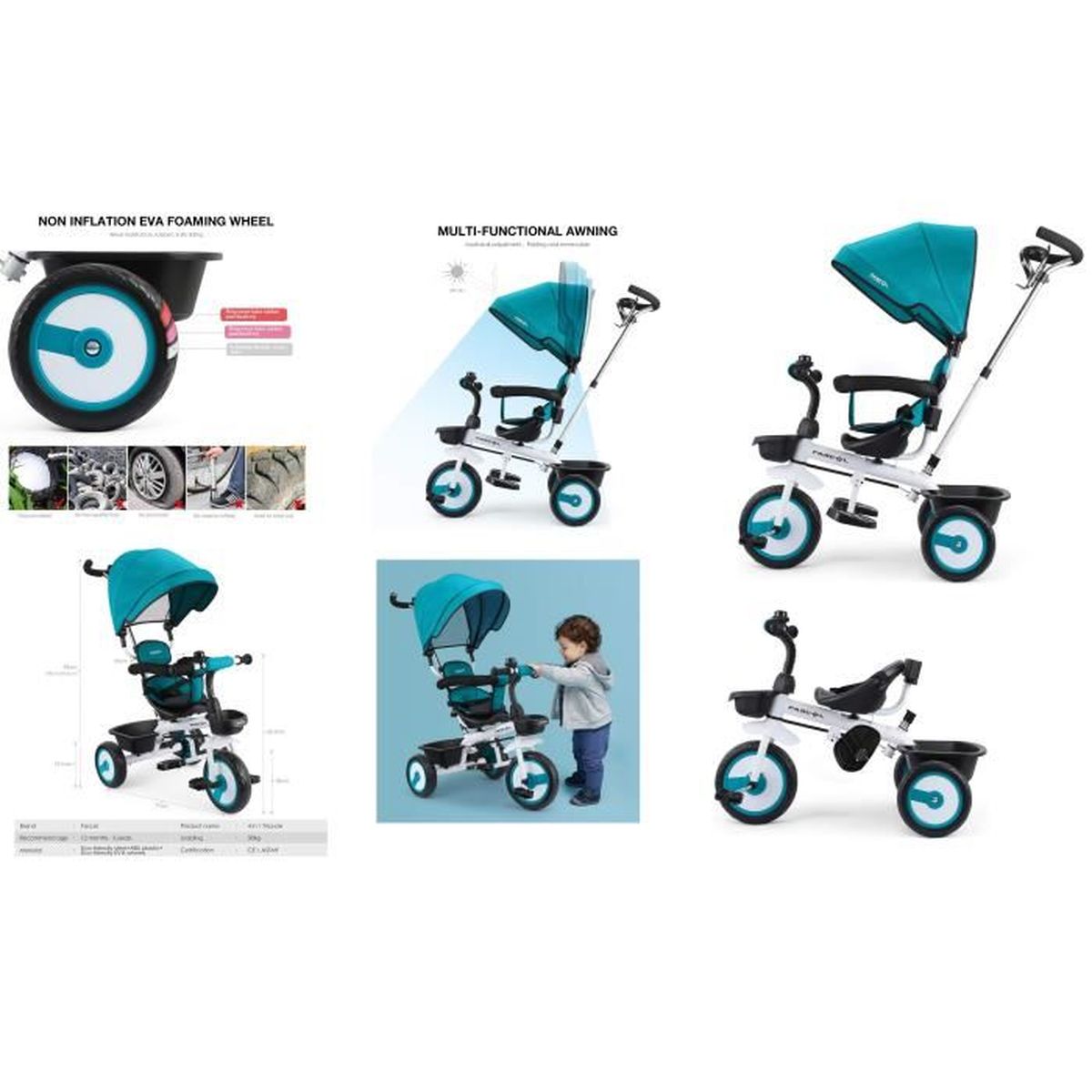 Bleu Fascol 4 En 1 Tricycle Bebe Evolutif Avec Porte Gobelet Pour Enfant De 12 Mois A 5 Ans Charge Maximale 30 Kg Bleu Fascol 4 En 1 Tricycle Bebe Evolutif Avec Porte Gobelet Pour Enfant De 12 Mois A 5 Ans Charge Maximale 30 Kg