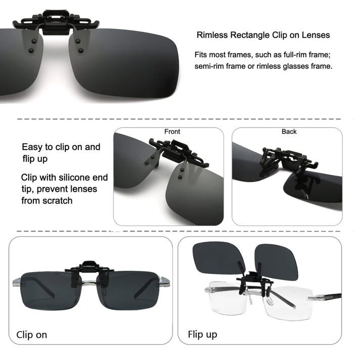 2 Clips Solaires Polarisés Quesuc - Relevables, Ultra Légers, Pour Lunettes De Vue, Protection UV400 - 9