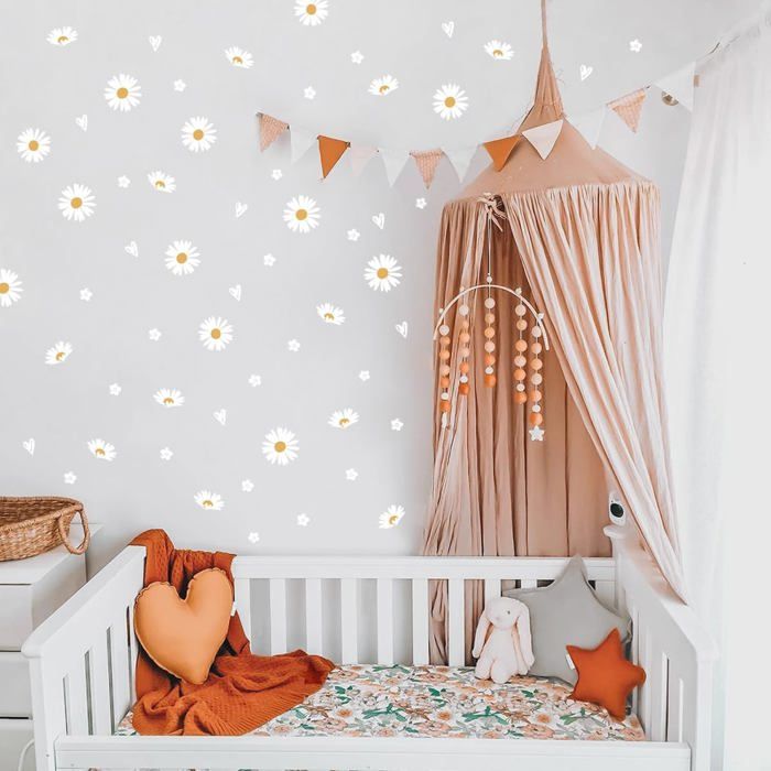 Bubuny 36 PCS Stickers Muraux Fleurs Marguerite - Autocollants Floraux Déco Chambre Enfant Bébé Salon - Faciles à Coller Et Décoller